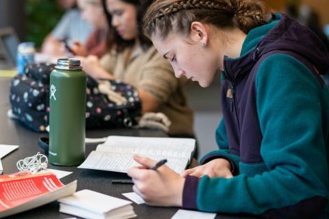 UNH student studying